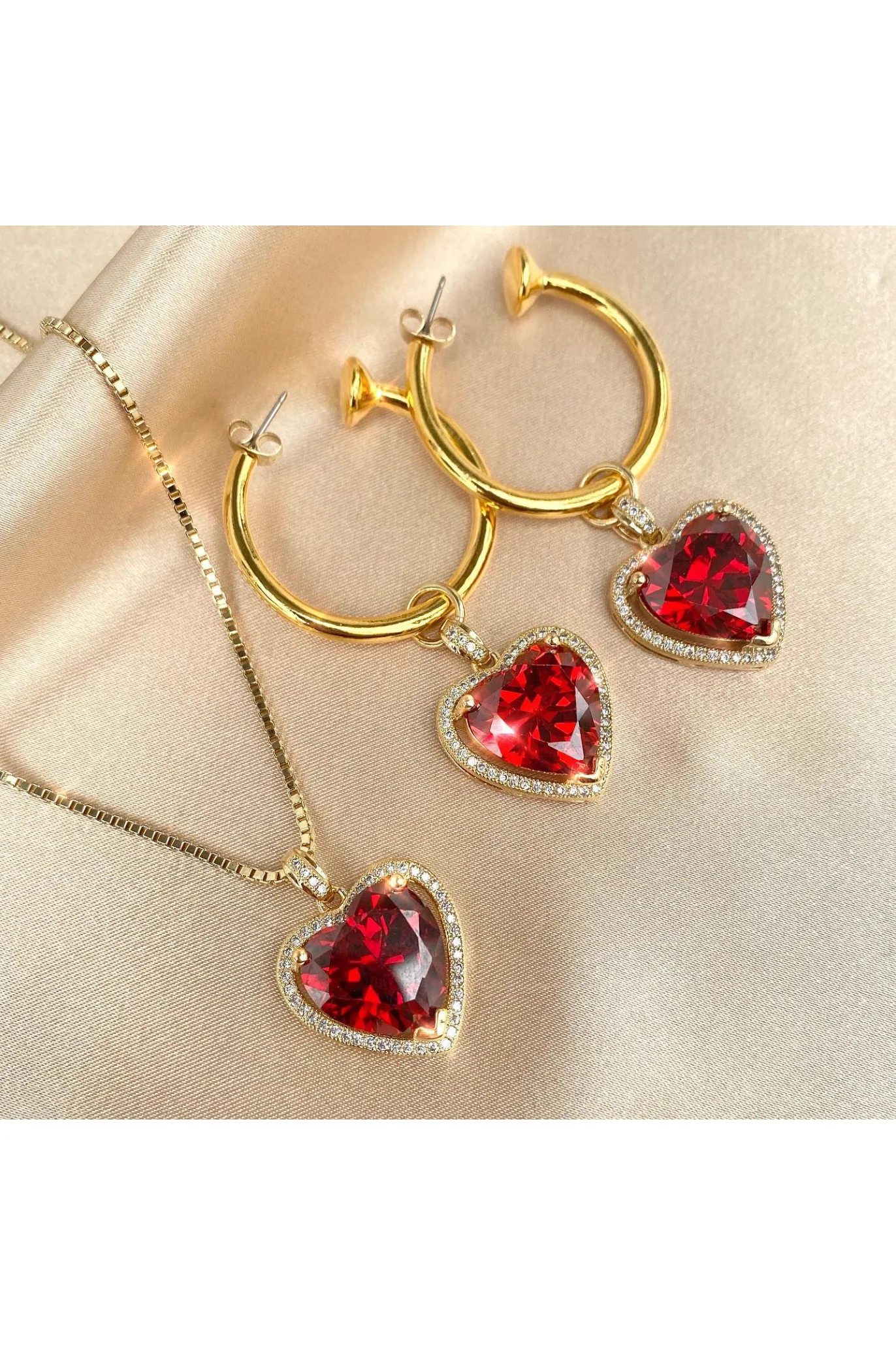 The Ruby Heart Hoop Earrings - Image 10
