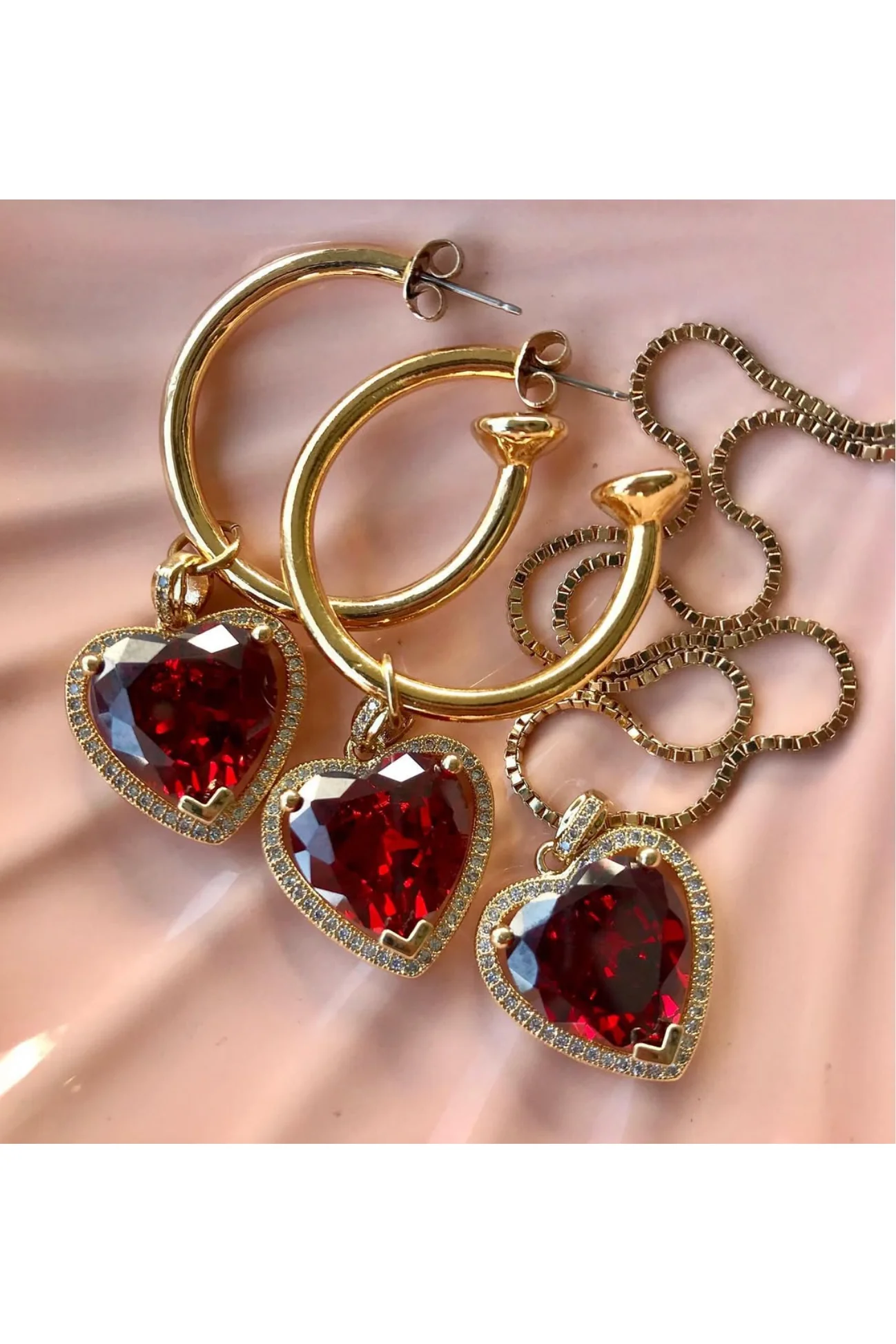 The Ruby Heart Hoop Earrings - Image 7