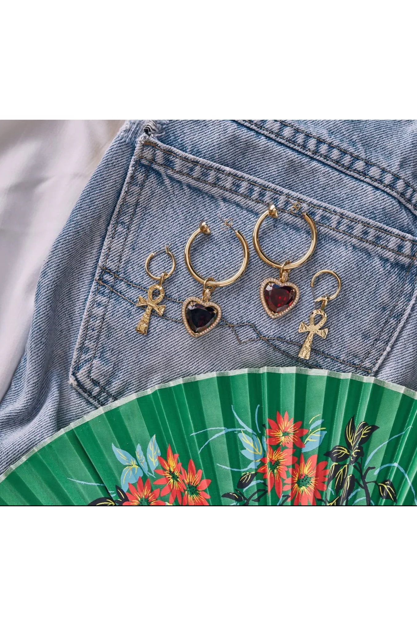 The Ruby Heart Hoop Earrings - Image 9